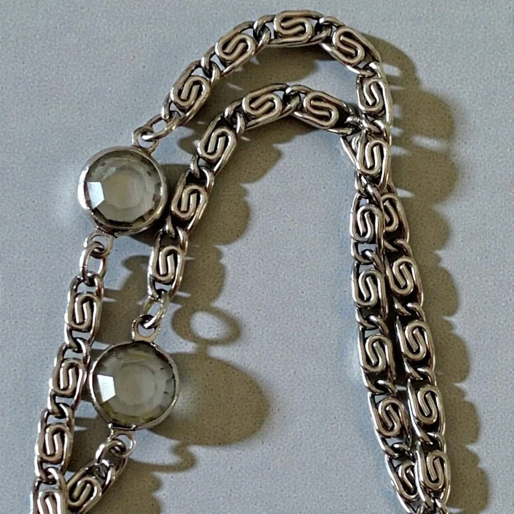 GOLDETTE Vintage Silver Intaglio Glass Cameo Cupid Venus Tassel Necklace